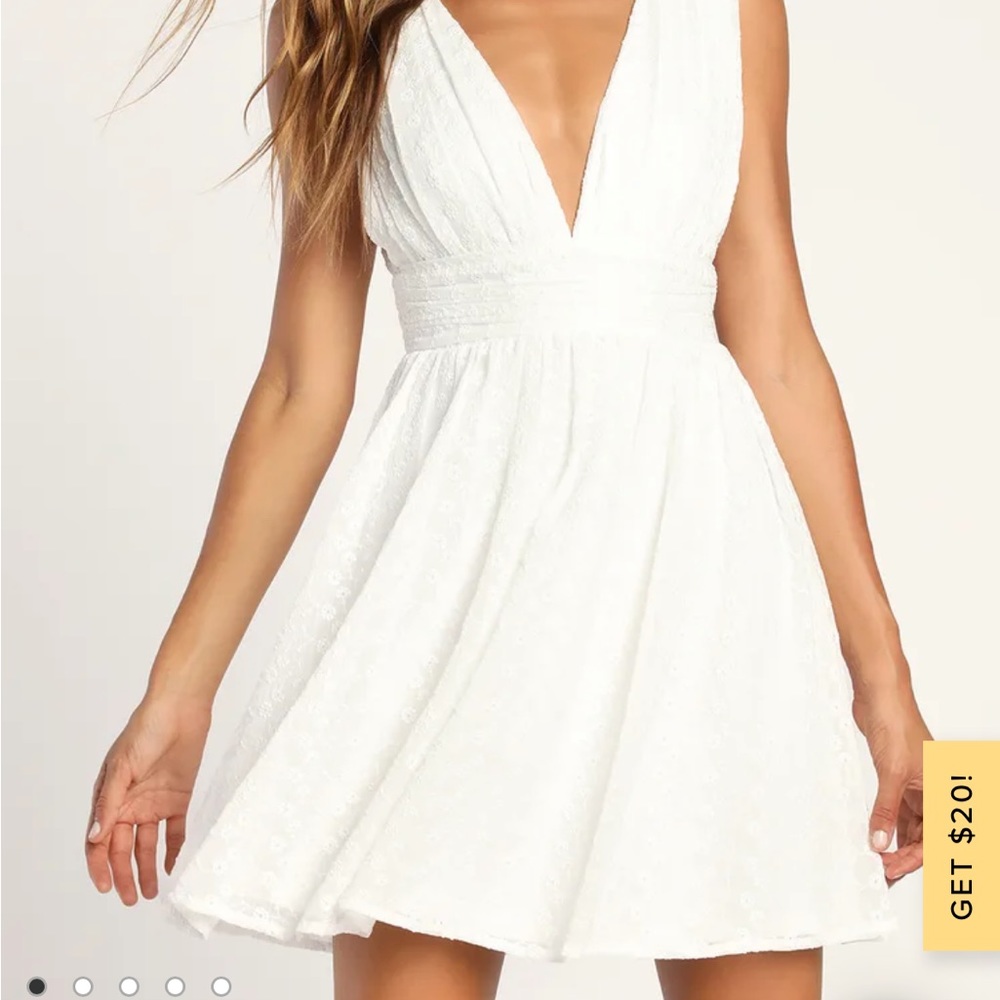 Be The Cutest White Eyelet Embroidered Mini Dress-LULU brand new with tags